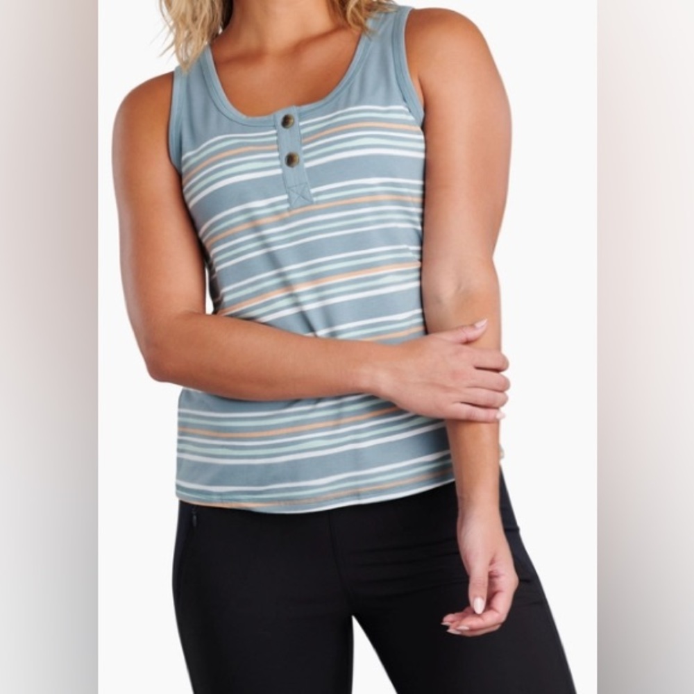 Kuhl Striped Tank Top - Blue and Tan- Solstice, Womens Large - Picture 7 of 9